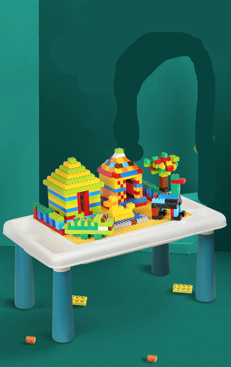 Kids Activity Table With 300PCS Small Building Blocks Oh La Chic