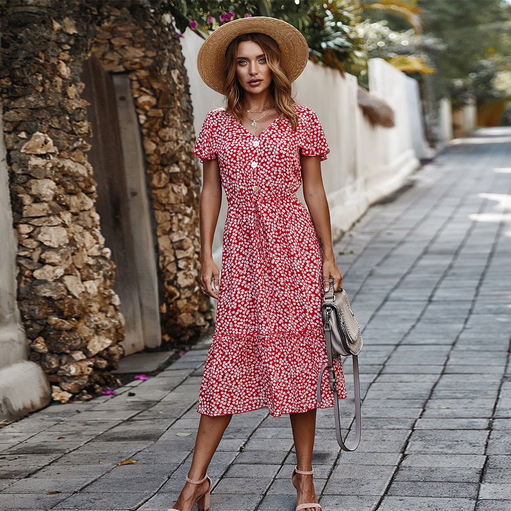 Floral Butterfly Summer Midi Dress 1